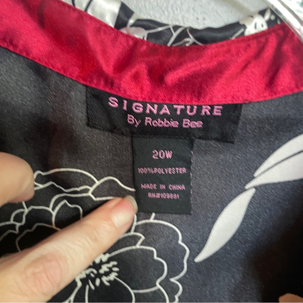 NEW Signature by Robbie Bee Dress Black White Floral Red Trim Plus Size … - Picture 8 of 12
